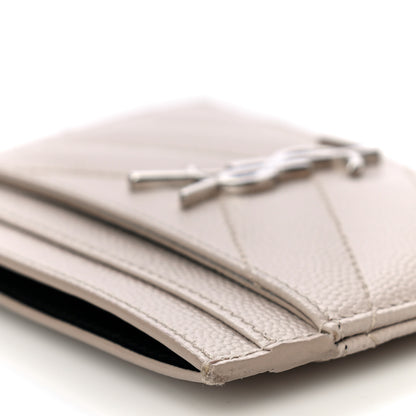 Saint Laurent Grain De Poudre Matelasse Chevron Monogram Credit Card Case Nude Powder 12 of 12