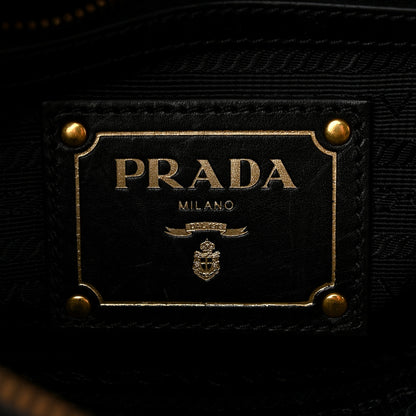 Prada Tessuto Nylon Soft Calfskin Shopping Satchel Black 7 of 11