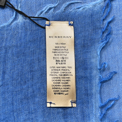 Burberry Cashmere Script Fringe Scarf Azure Blue 4 of 4
