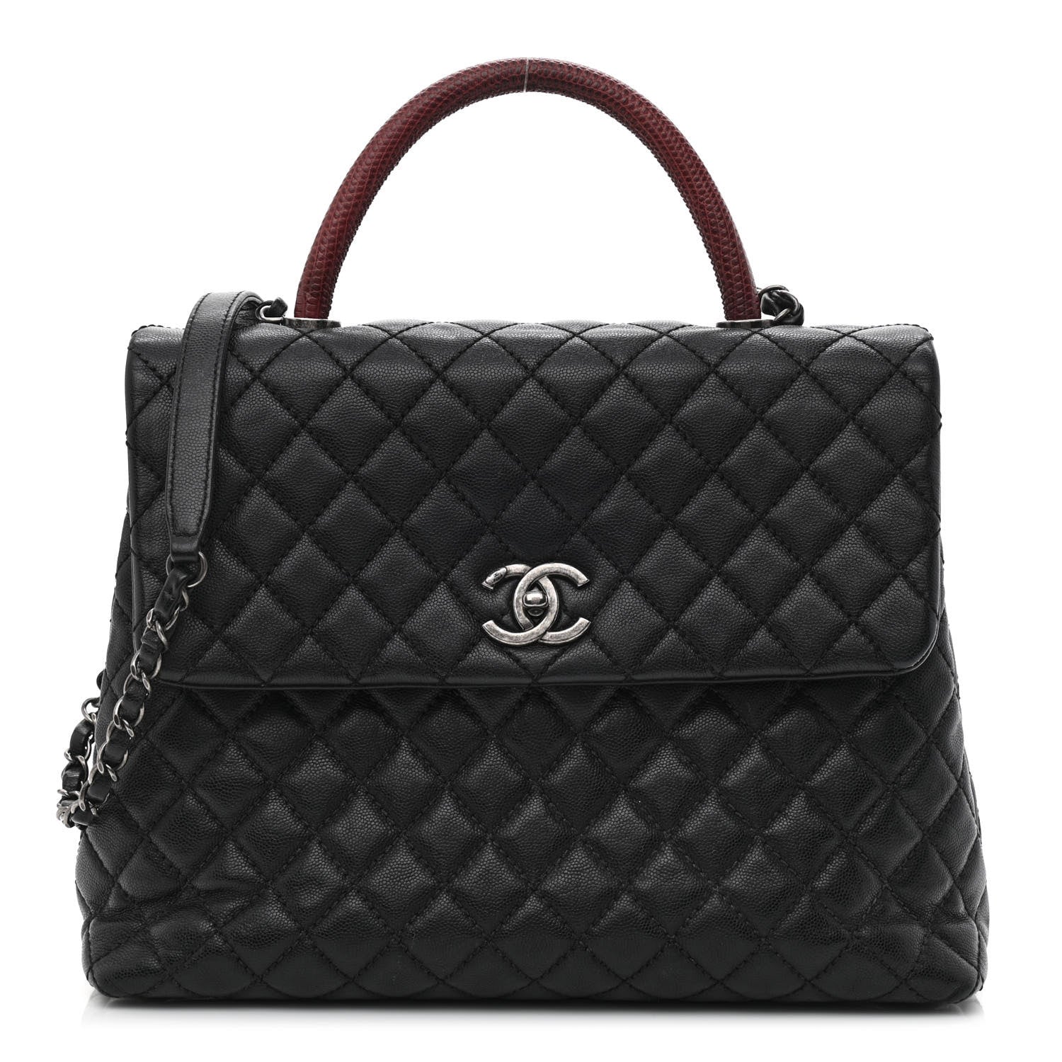 Chanel Caviar Lizard Quilted Large Coco Handle Flap Black 1 of 10