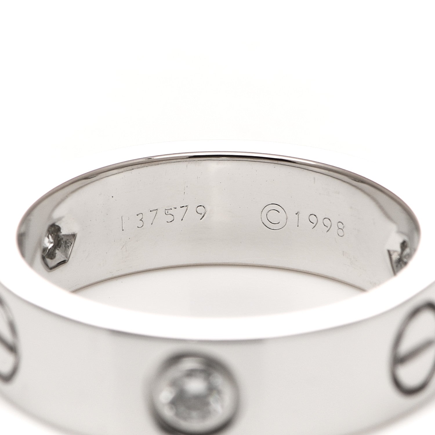 Cartier 18K White Gold 3 Diamond 5.5mm LOVE Ring 53 6.5 5 of 5