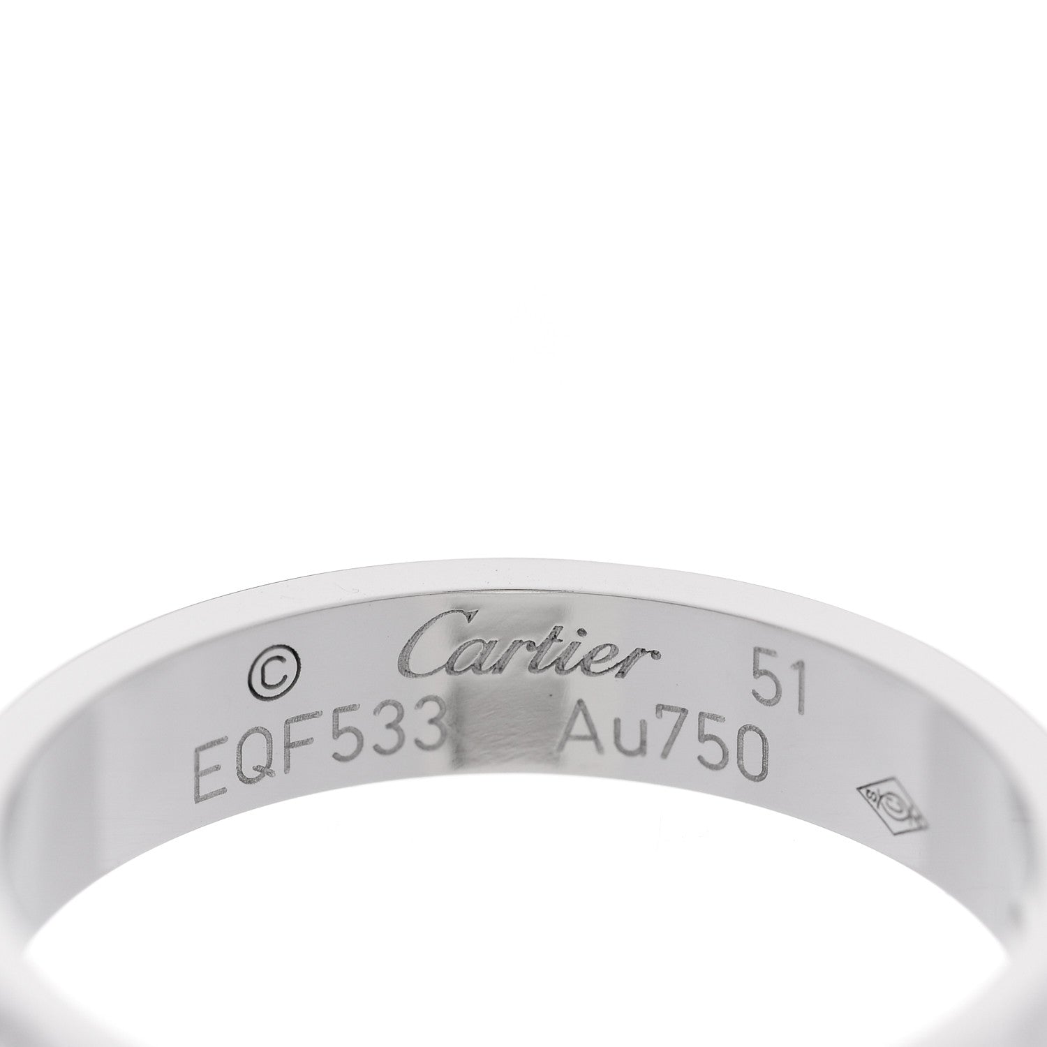 Cartier 18K White Gold 3.5mm LOVE Wedding Band Ring 51 5.75 4 of 5