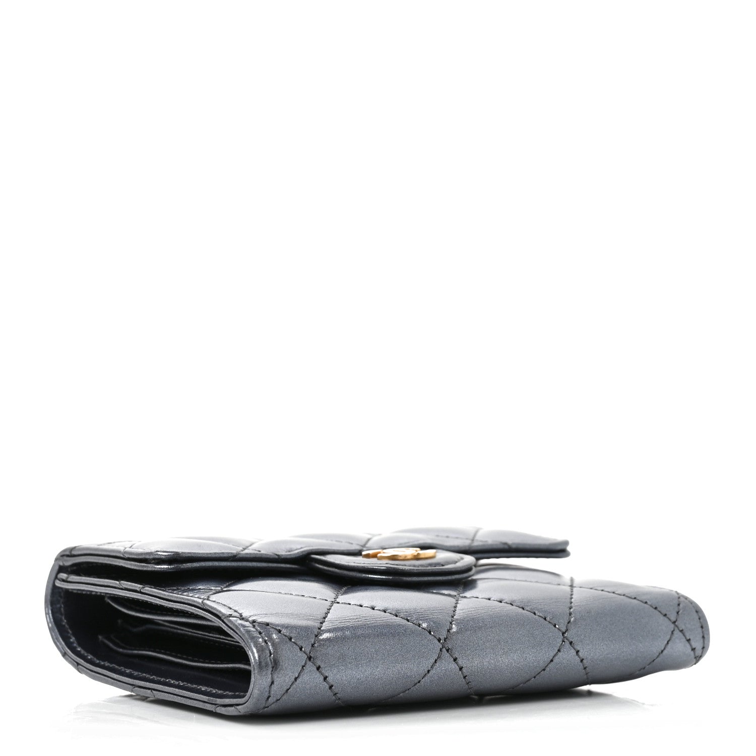 Chanel Iridescent Lambskin Quilted Compact Flap Navy 4 of 7