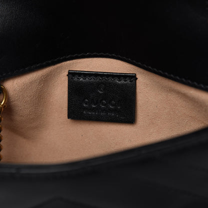 Gucci Calfskin Matelasse Super Mini GG Marmont Shoulder Bag Black 8 of 11
