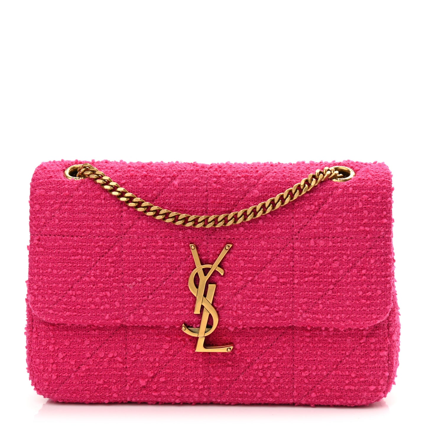 Boucle Tweed Patchwork Monogram Medium Jamie Baguette Magenta