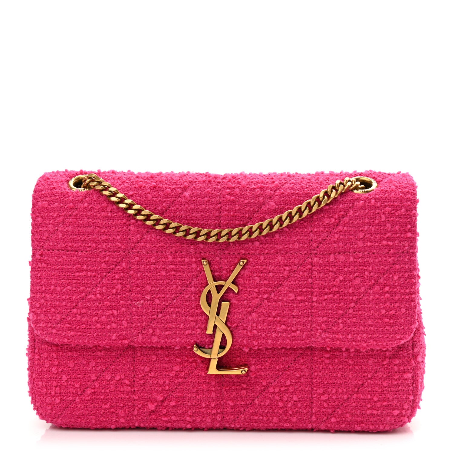 Saint Laurent Boucle Tweed Patchwork Monogram Medium Jamie Baguette Magenta 1 of 11