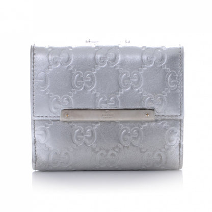 Gucci Guccissima Metal Bar French Flap Wallet Silver 1 of 8