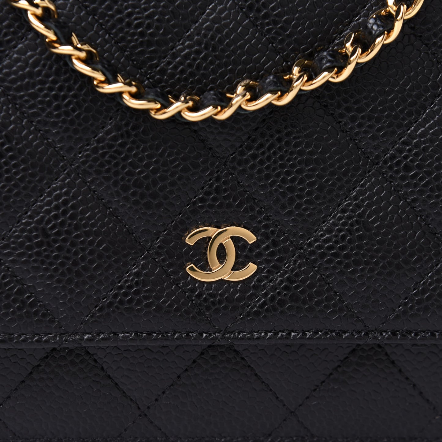 Caviar Quilted Wallet On Chain WOC Black