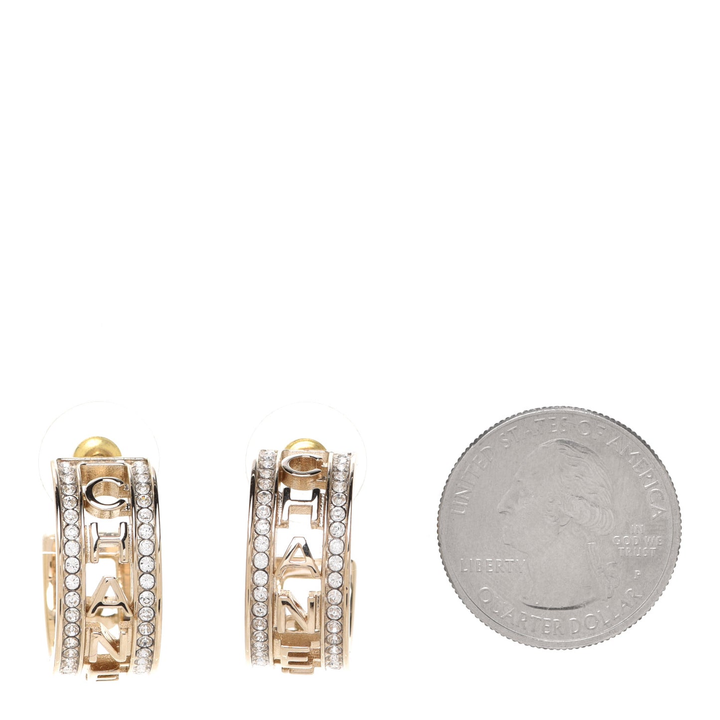 Metal Crystal Bow-tiful CC Hoop Earrings Gold