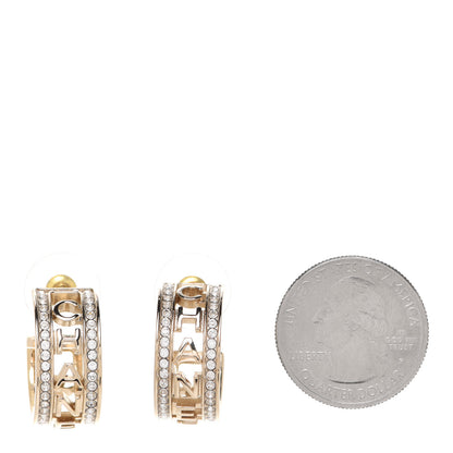Chanel Metal Crystal Bow-tiful CC Hoop Earrings Gold 2 of 4
