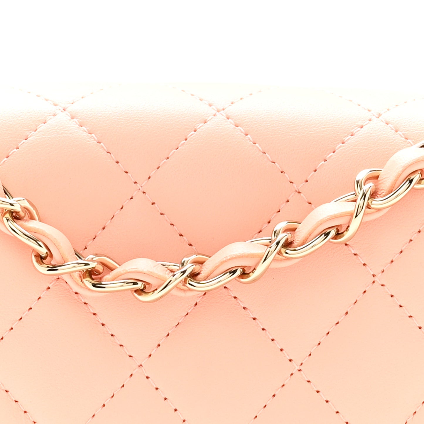 Lambskin Quilted Mini Rectangular Flap Light Pink