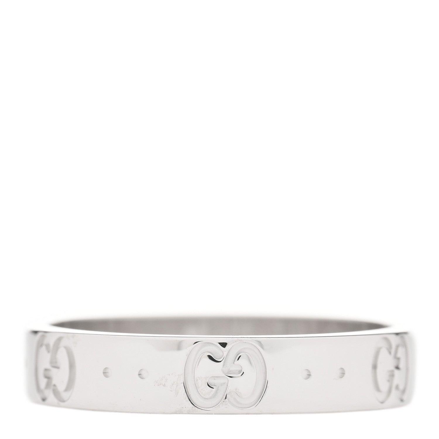 Gucci 18K White Gold 4mm Icon Thin Band Ring 56 7.5 1 of 4