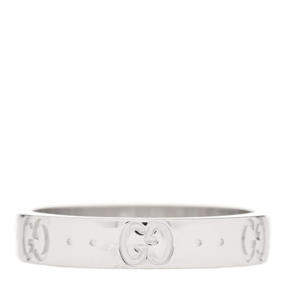 Gucci 18K White Gold 4mm Icon Thin Band Ring 56 7.5 1 of 4
