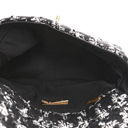 Chanel Tweed Quilted Medium Chanel 19 Flap Black Silver Ecru 4 of 10