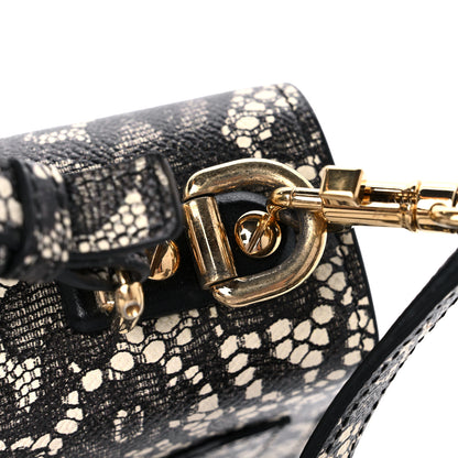 Dolce & Gabbana Lace Printed Calfskin Lucia Top Handle Bag Black 9 of 9