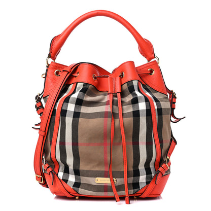Burberry House Check Drawstring Hobo Orange 1 of 17