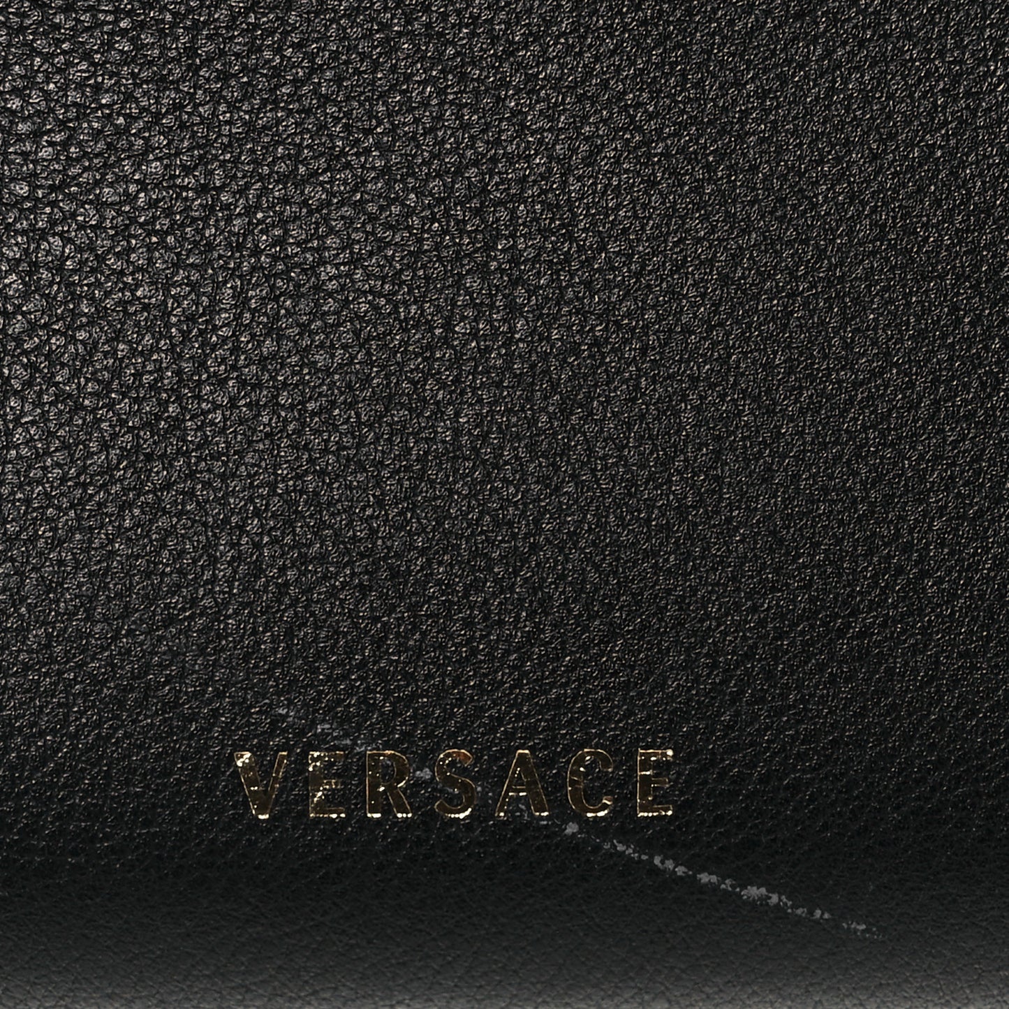 Grained Calfskin Virtus Wallet On Chain Black
