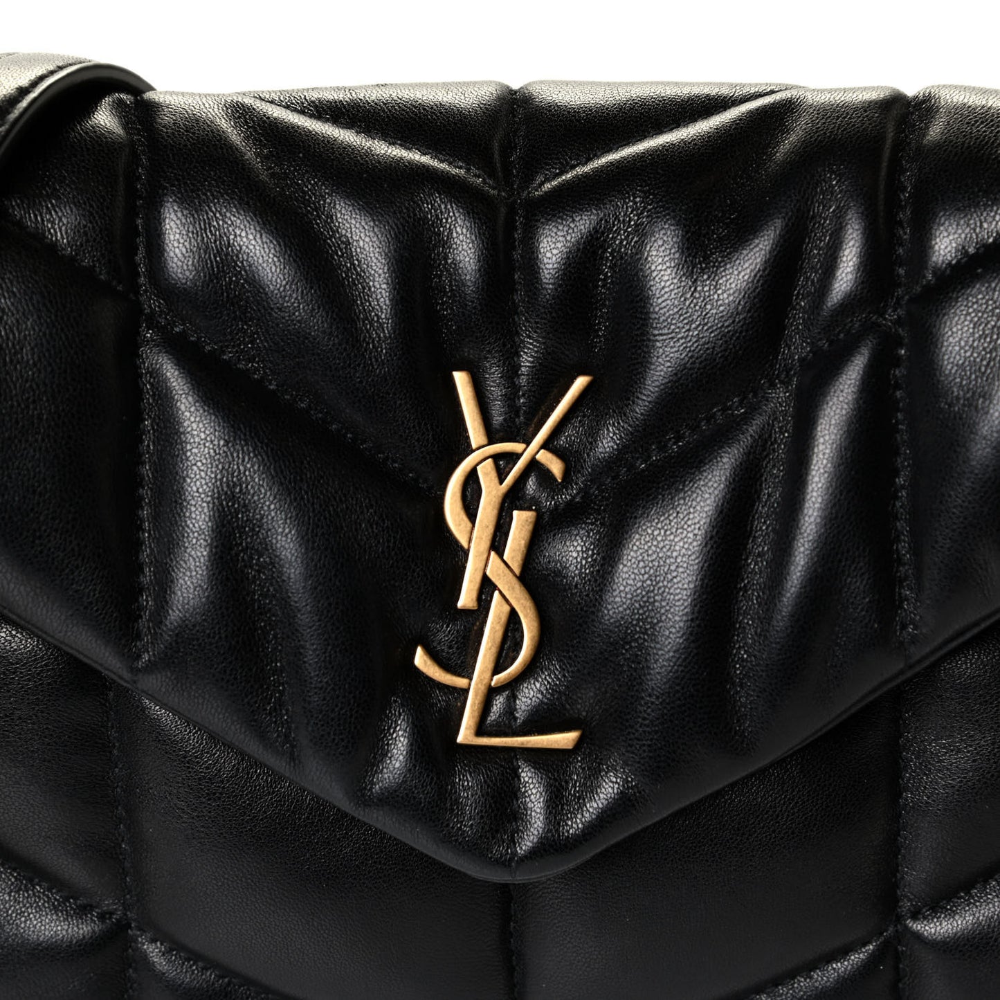 Lambskin Quilted Toy Loulou Puffer Monogram Chain Satchel Black