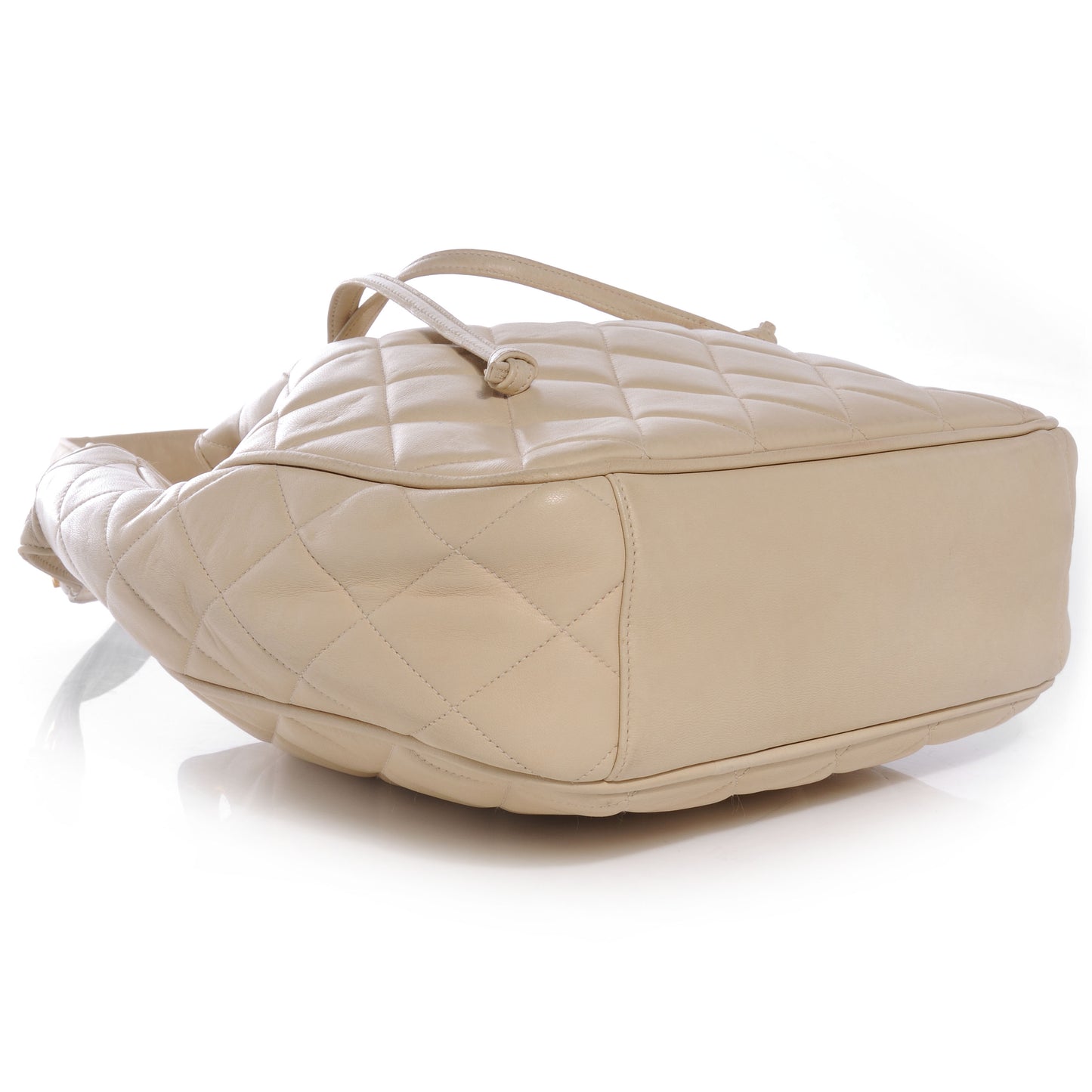 Lambskin Drawstring Shoulder Bag Beige