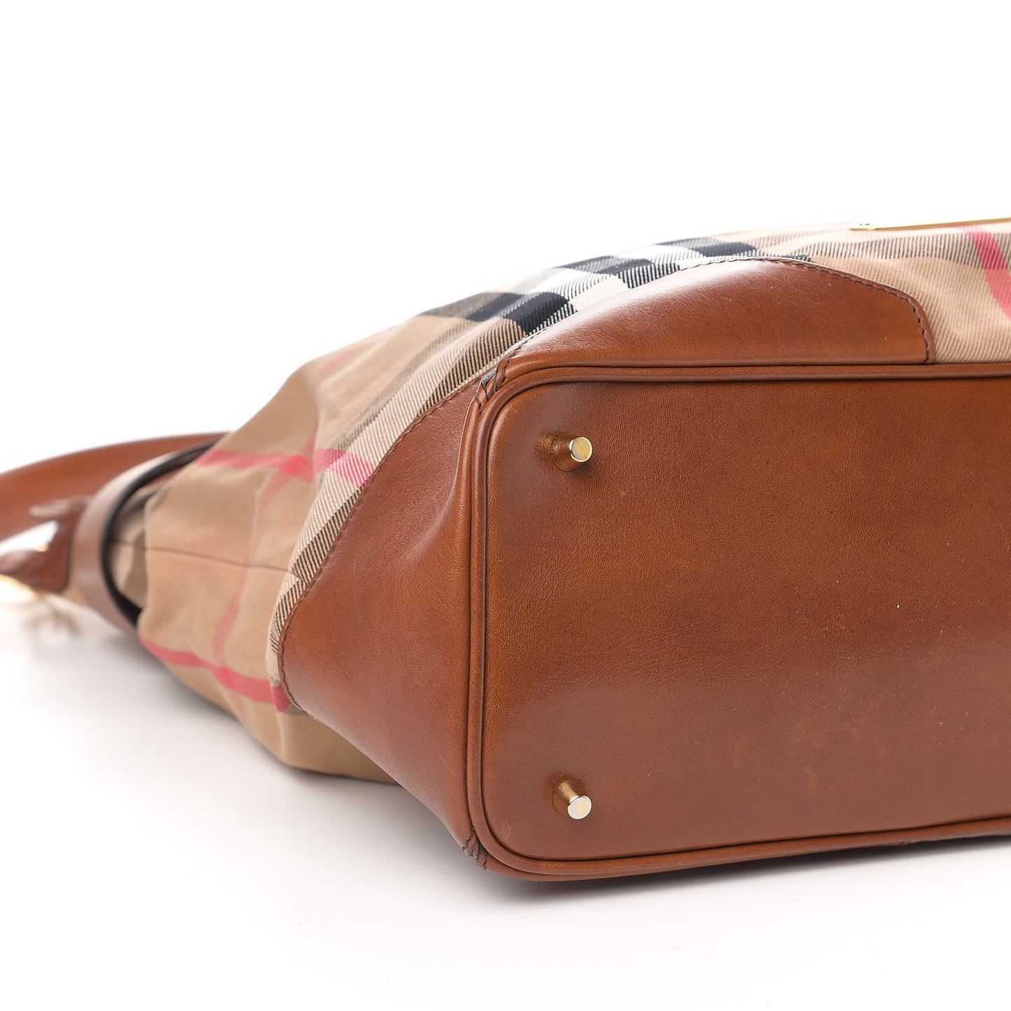 House Check Bridle Calfskin Medium Whipstitch Tote Light Tan