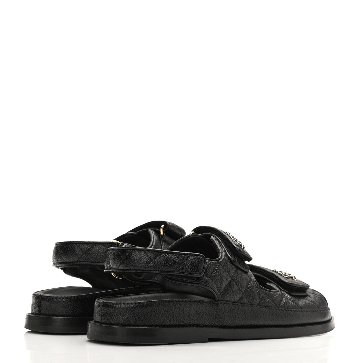 Grained Calfskin Velcro Dad Sandals 36.5 Black