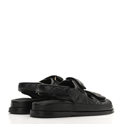 Chanel Grained Calfskin Velcro Dad Sandals 36.5 Black 4 of 11