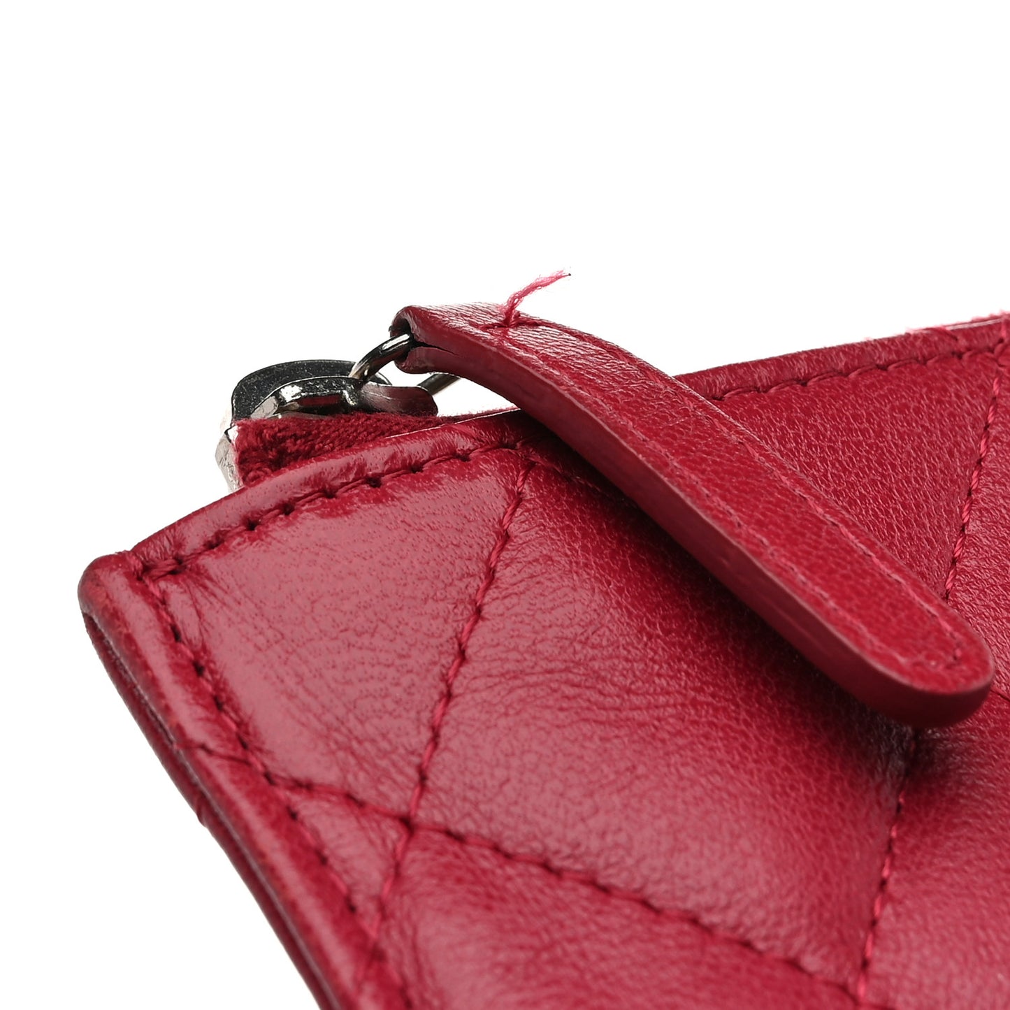 Calfskin Quilted Medium Slide Pouch Red