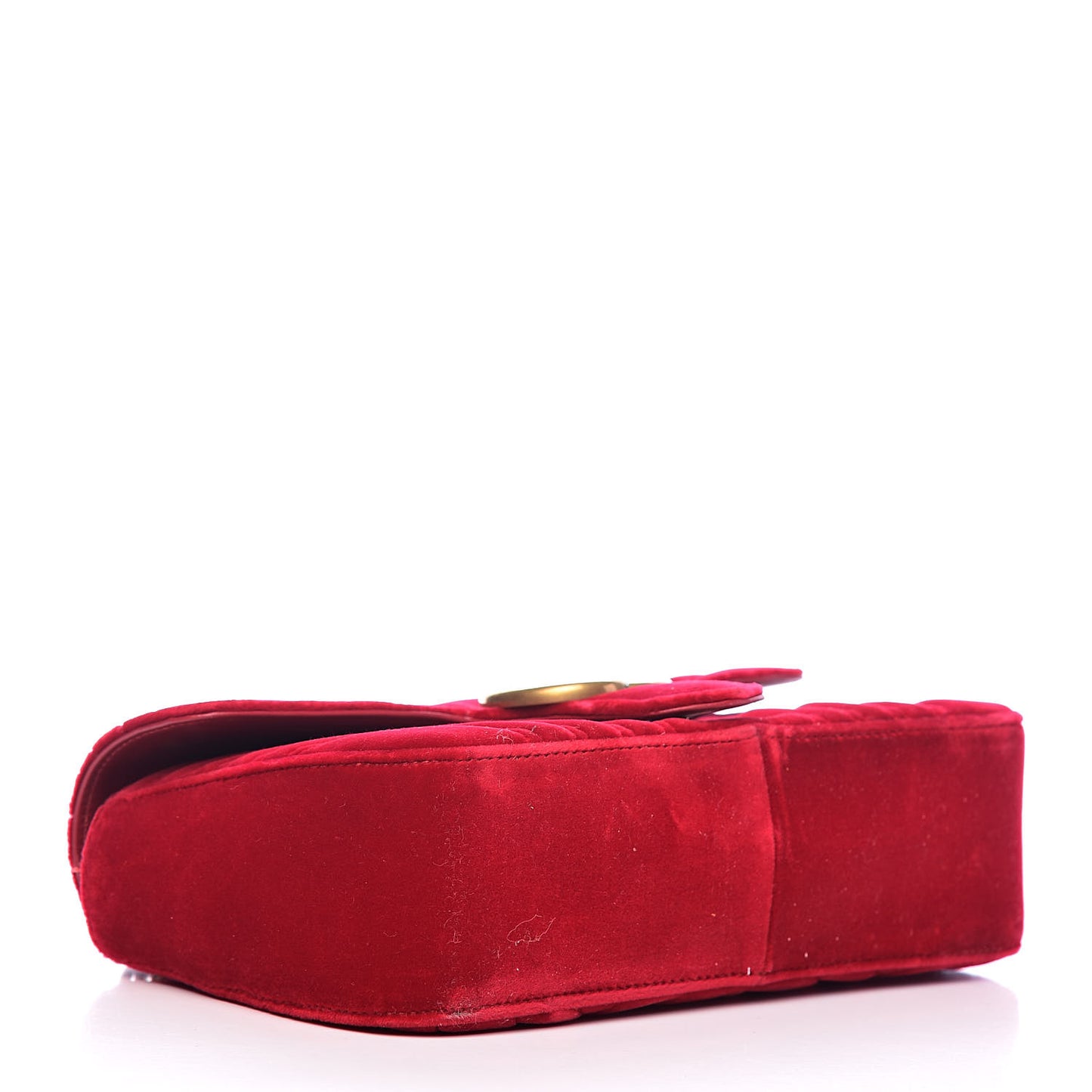 Velvet Matelasse Small GG Marmont Shoulder Bag Hibiscus Red