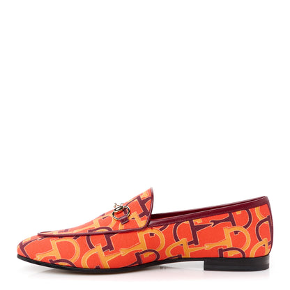 Gucci Canvas Horsebit Womens Jordaan Loafers 39.5 Orange Multicolor 1 of 10