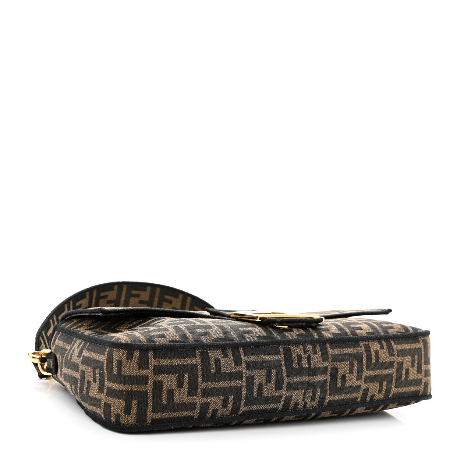 Fendi Fabric Jacquard FF 1974 Large Baguette Tobacco Moro Black 4 of 12