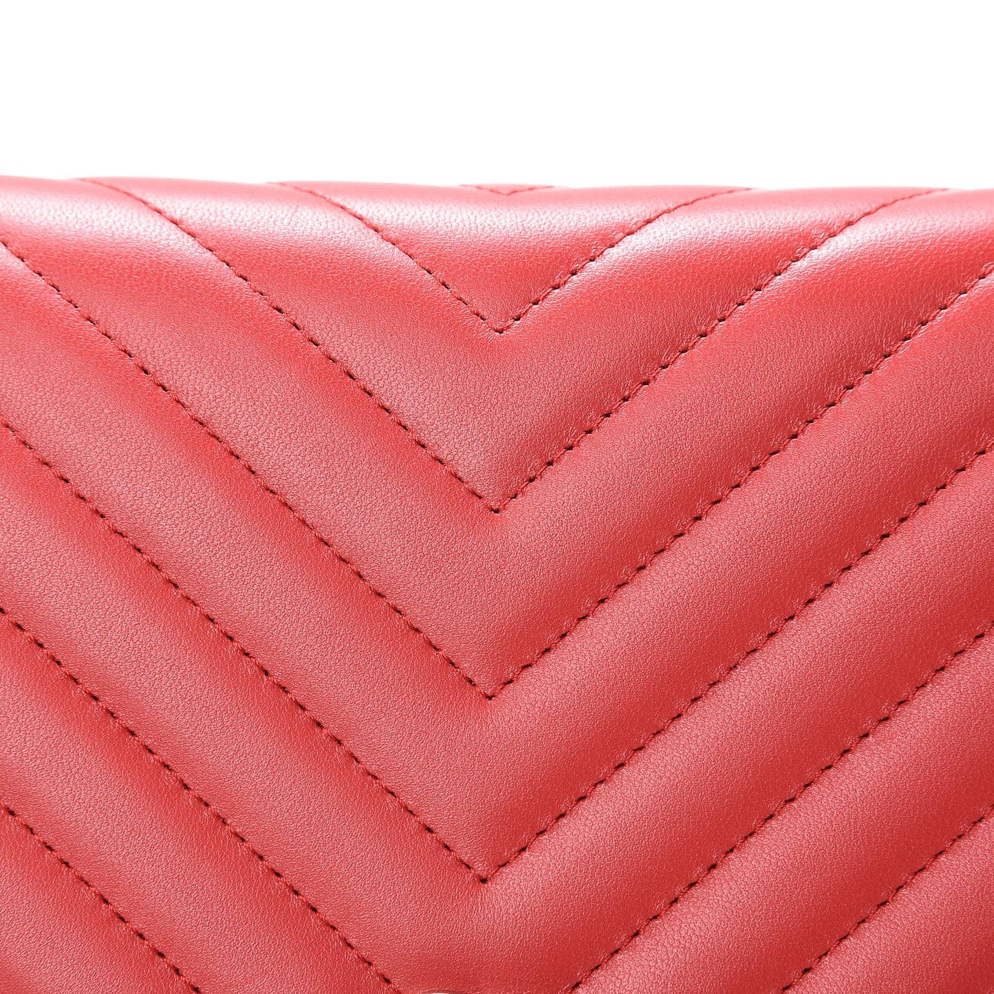 Lambskin Chevron Quilted Studded Wallet On Chain WOC Light Red