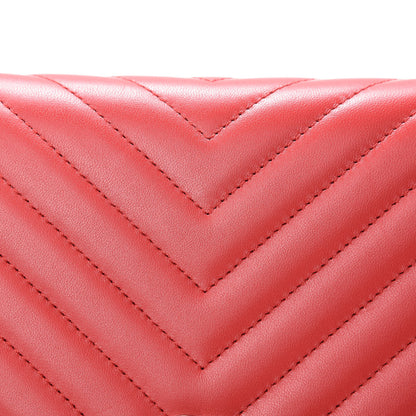 Chanel Lambskin Chevron Quilted Studded Wallet On Chain WOC Light Red 14 of 15