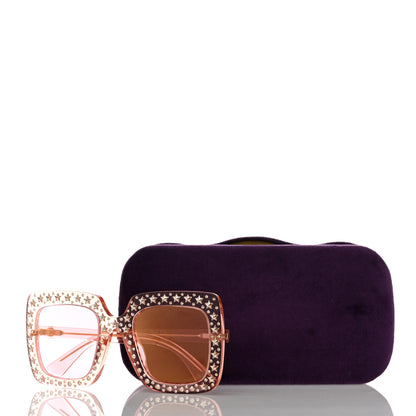 Gucci Acetate Crystal Oversize Sunglasses GG0148S Pink 8 of 8