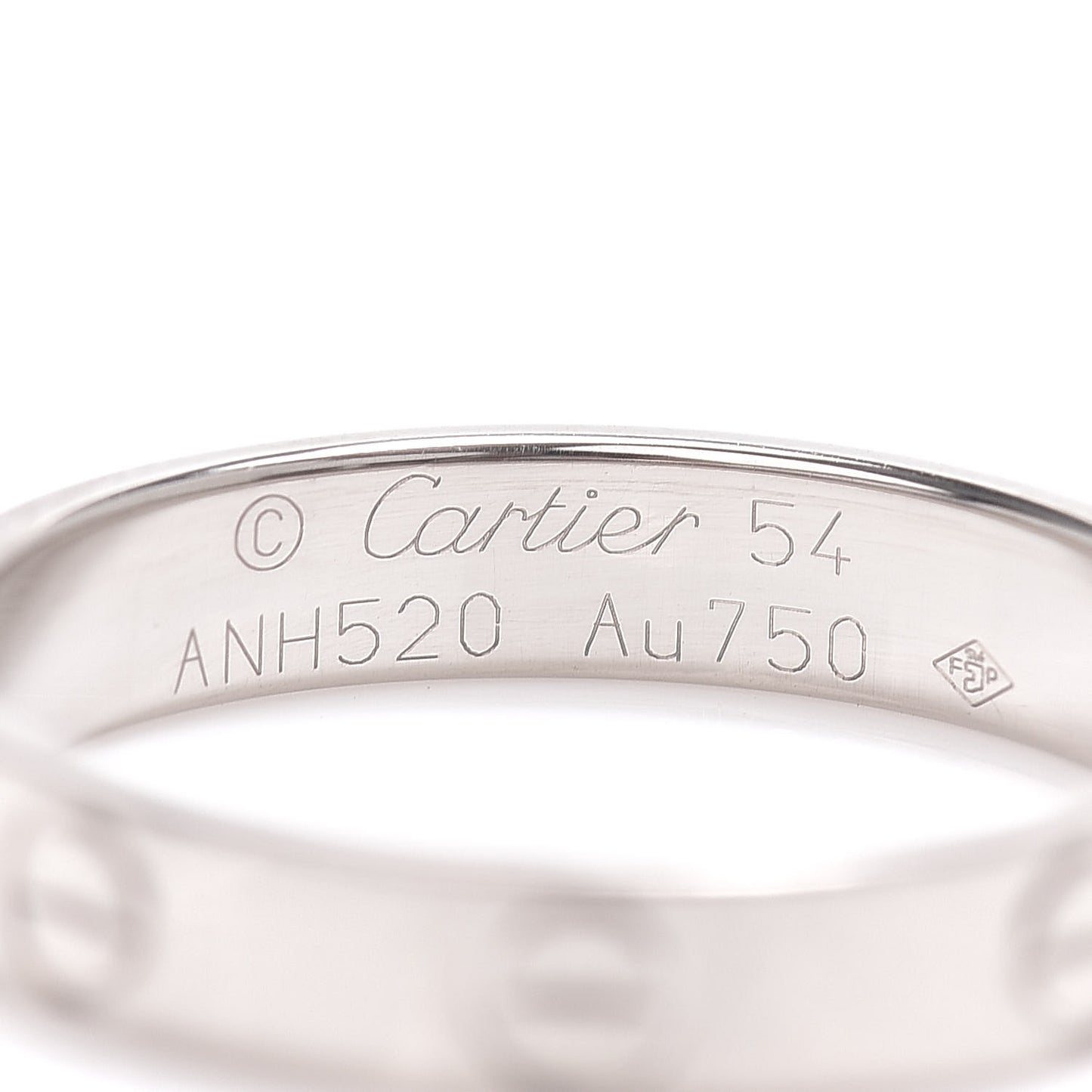 18K White Gold 3.5mm LOVE Wedding Band Ring 54 6.75