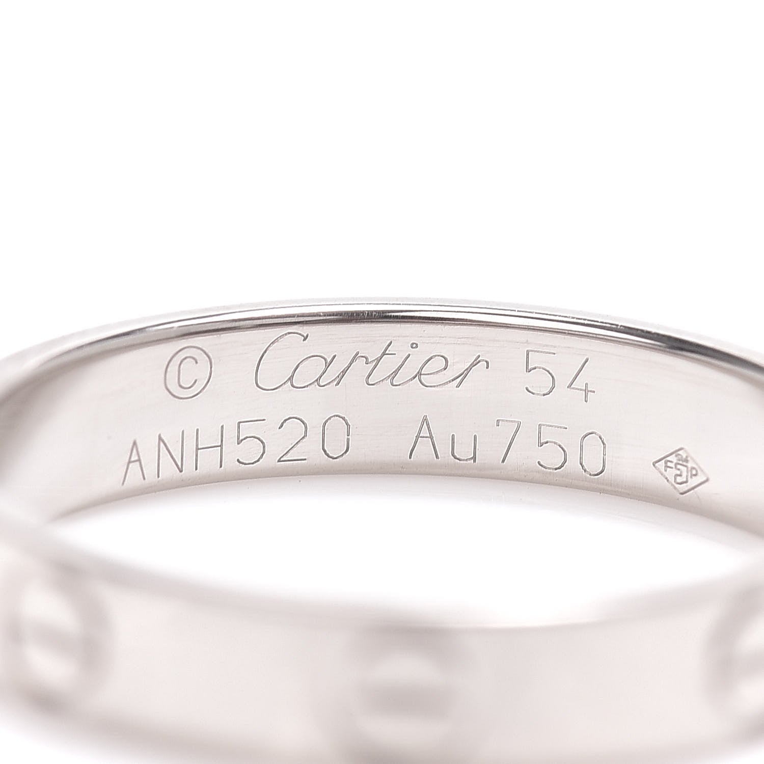 Cartier 18K White Gold 3.5mm LOVE Wedding Band Ring 54 6.75 4 of 5