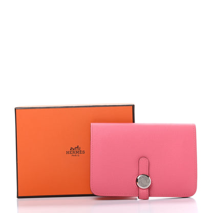 Hermes Evercolor Dogon Compact Wallet Rose Azalee 9 of 9