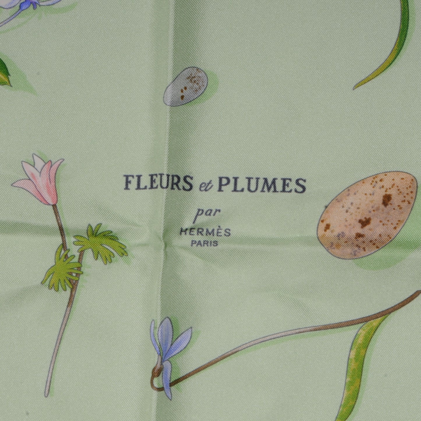 Silk Fleurs et Plumes Scarf 90 Green