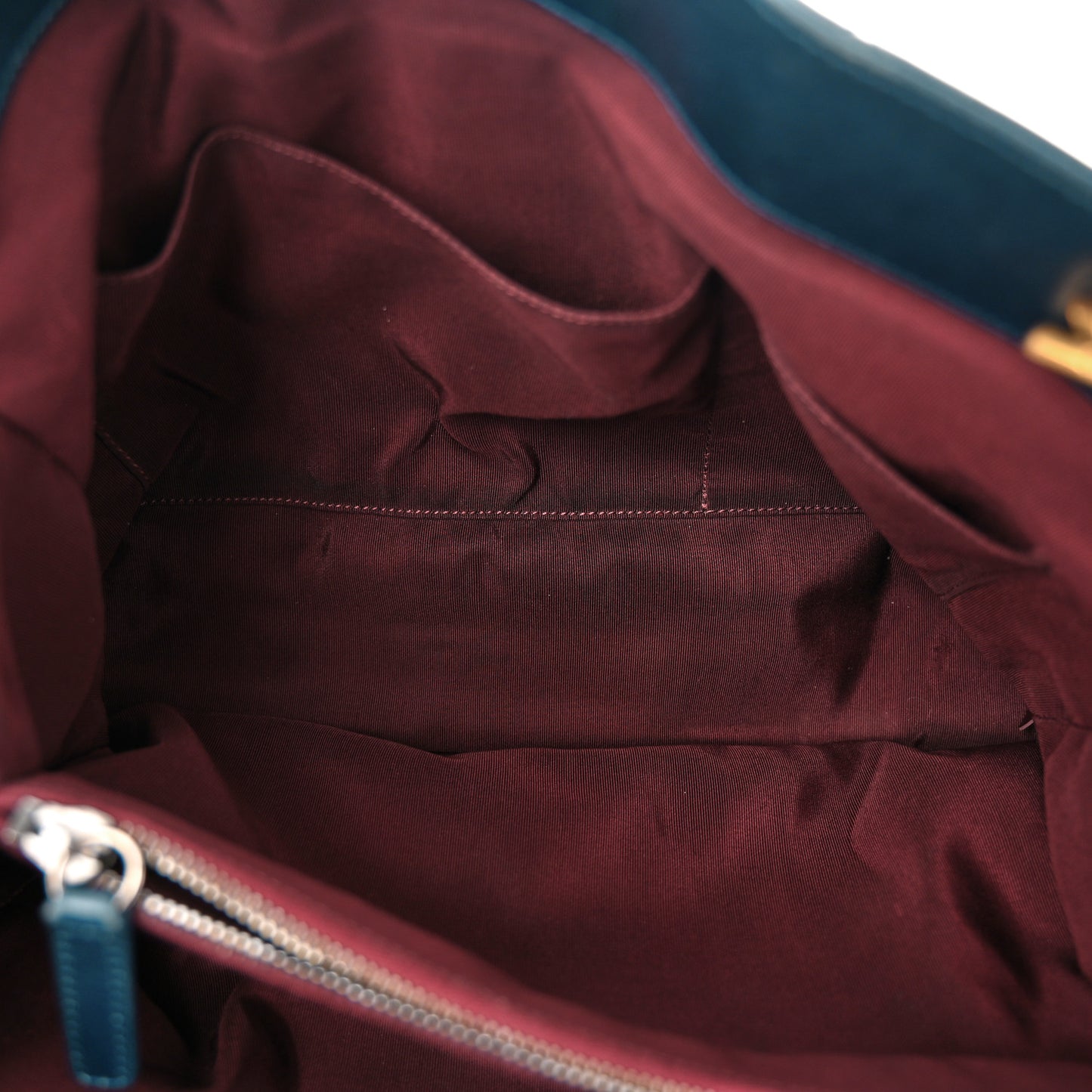 Glazed Calfskin Quilted Daily Walk Tote Navy