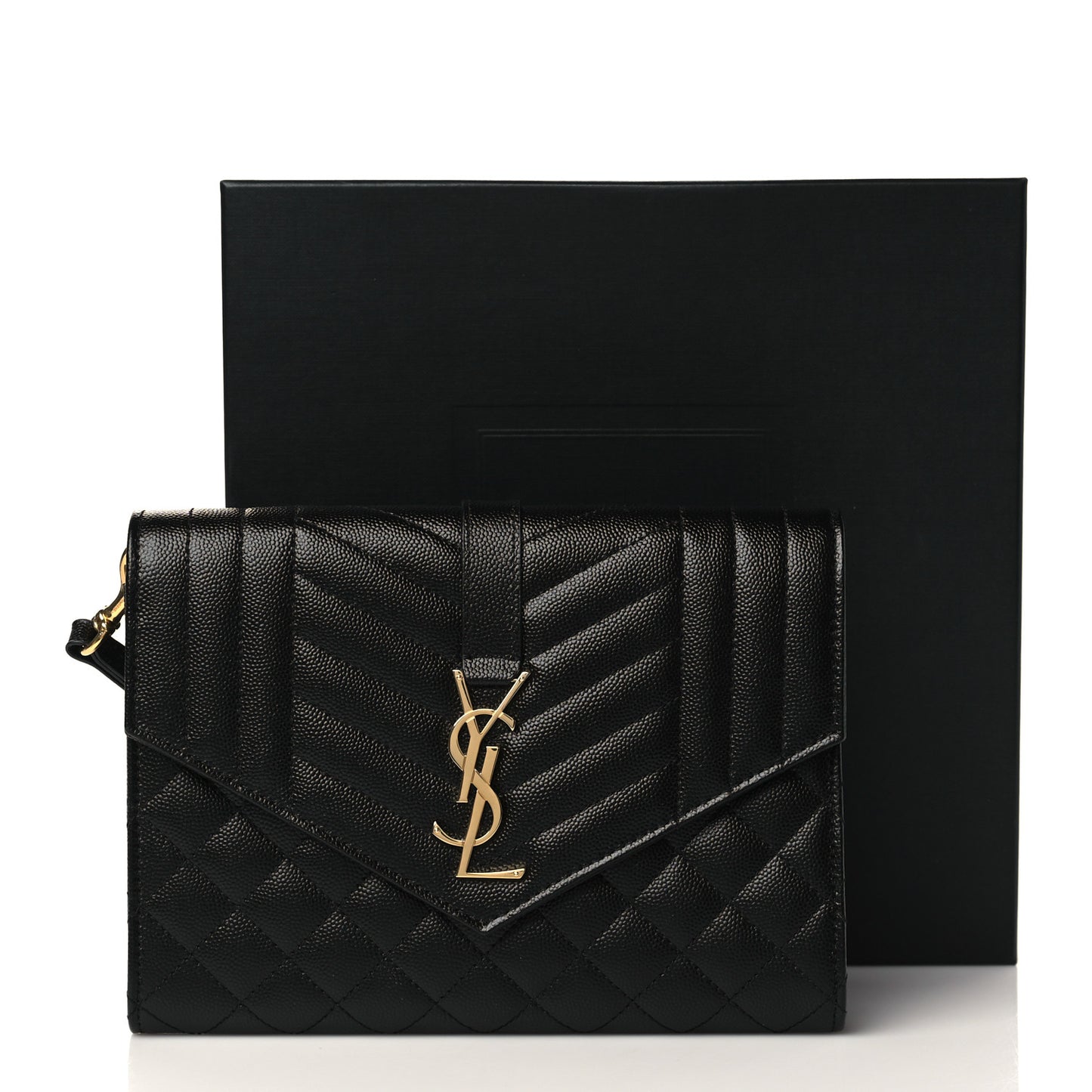 Grain De Poudre Textured Mixed Matelasse Triquilt Monogram Clutch Black