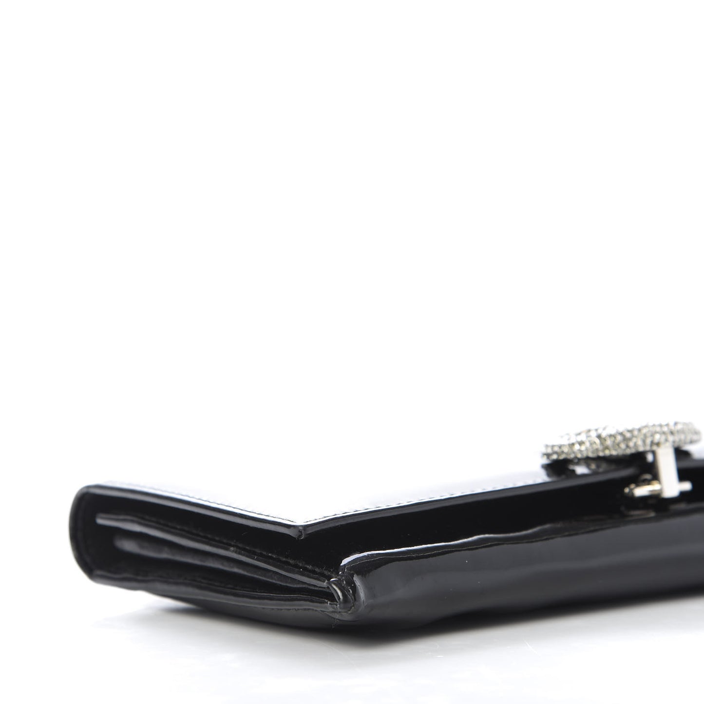 Patent Crystal Flap Wallet Black