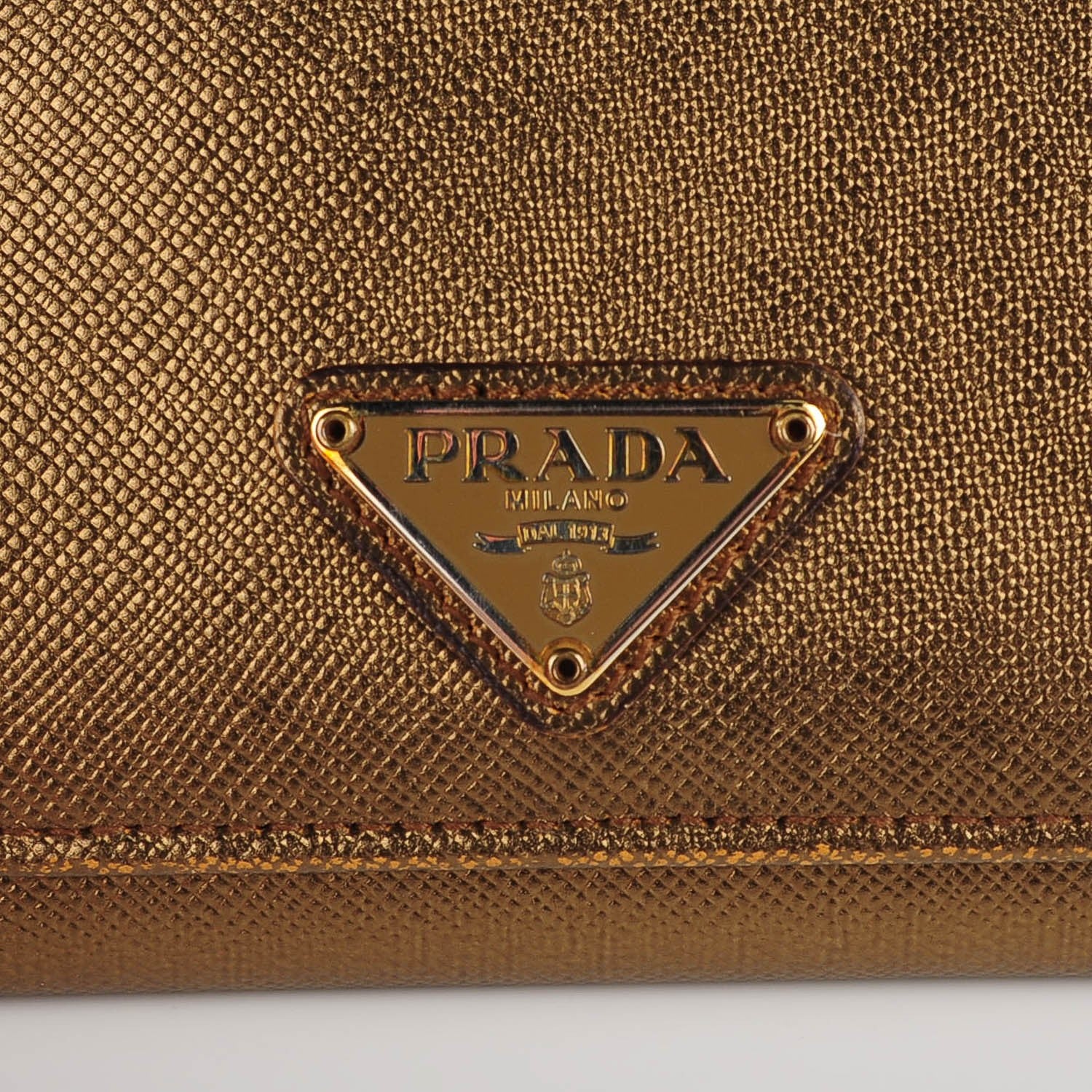 Prada Saffiano Triangle Continental Flap Wallet Bronzo 10 of 12