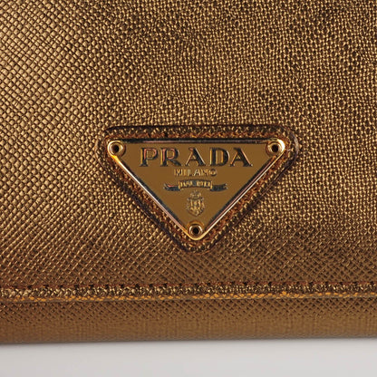 Prada Saffiano Triangle Continental Flap Wallet Bronzo 10 of 12