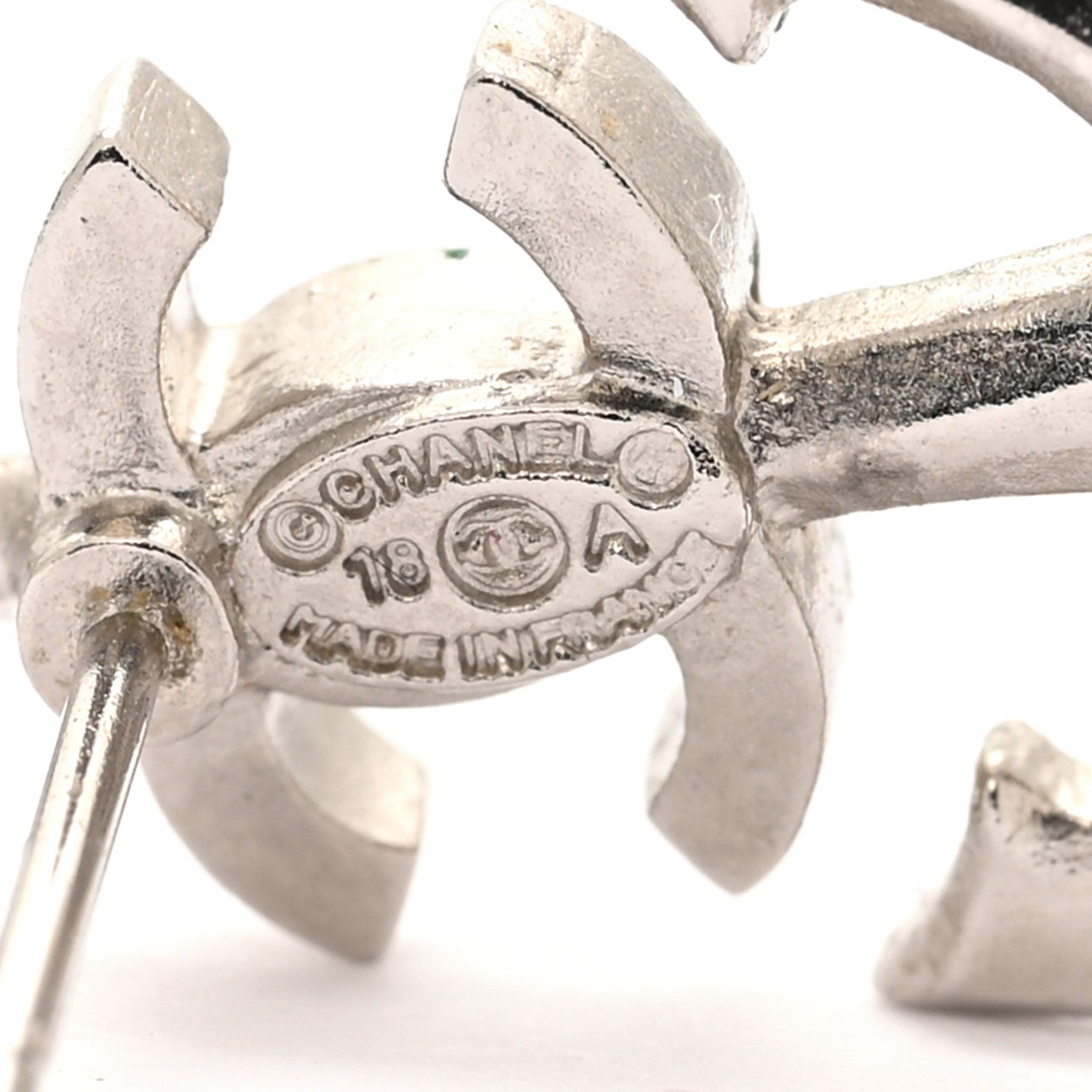 Chanel Metal Anchor CC Earrings Silver 4 of 4