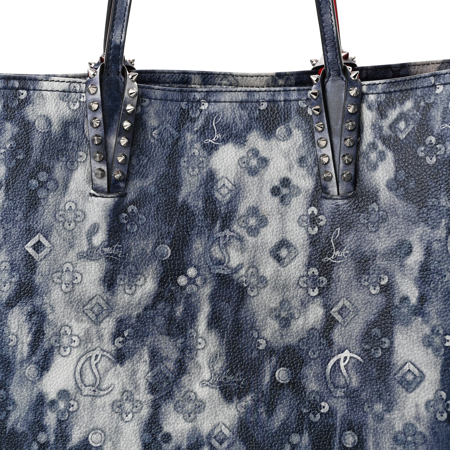 Christian Louboutin Metallic Calfskin Tie Dye Spikes East West Cabata Tote Blue Multicolor 8 of 10