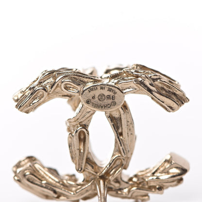 Chanel Crystal Textured CC Earrings Gold 3 of 4