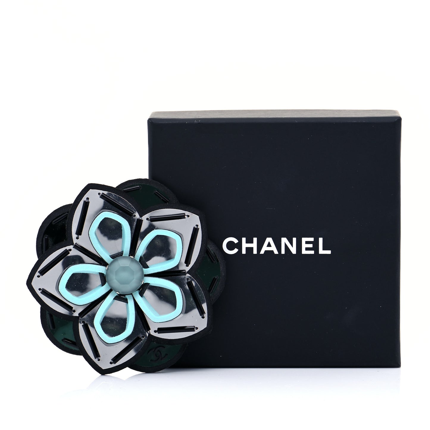 Polyethylene Foam Flower Brooch Black Blue