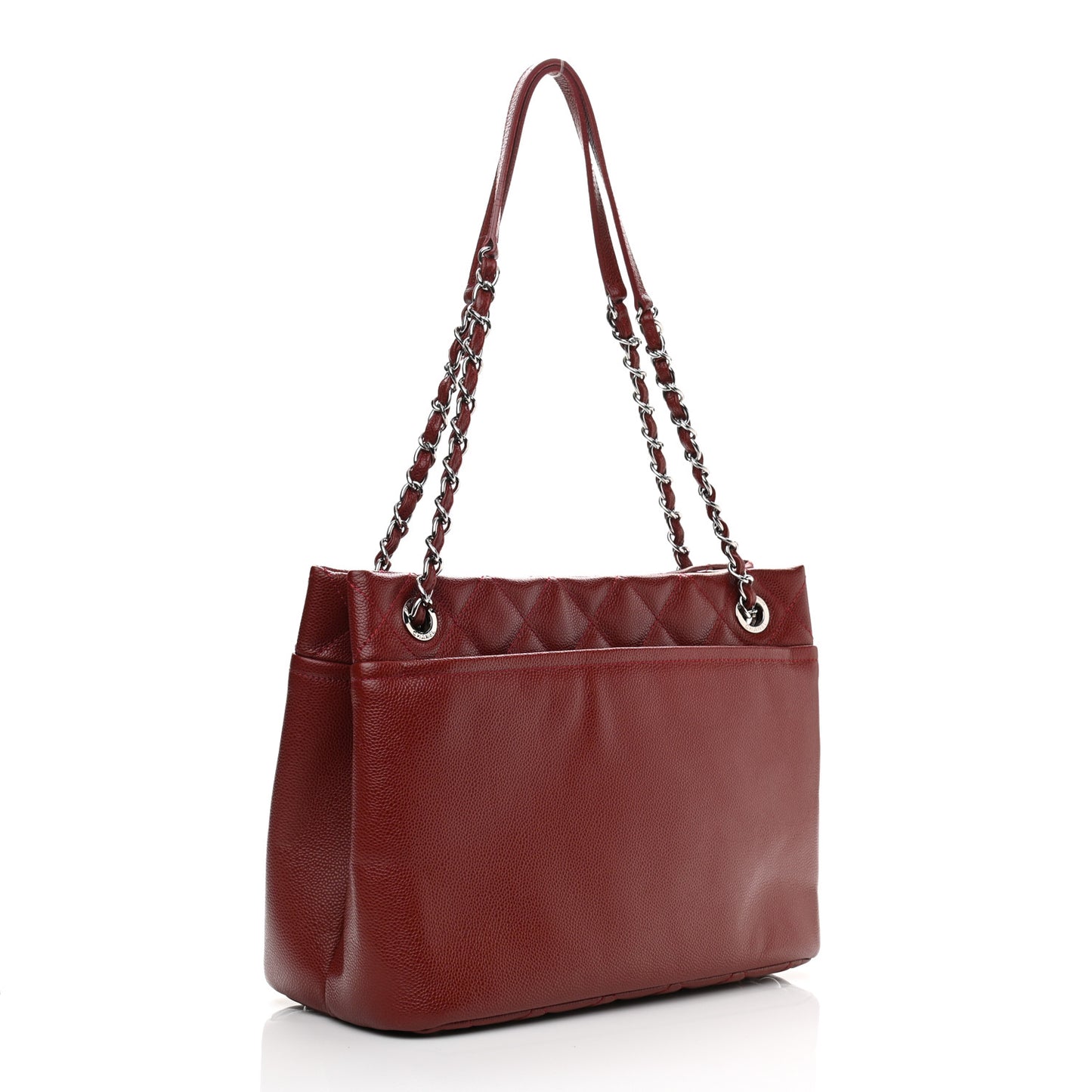 Caviar Quilted Large Timeless CC Soft Tote Dark Red