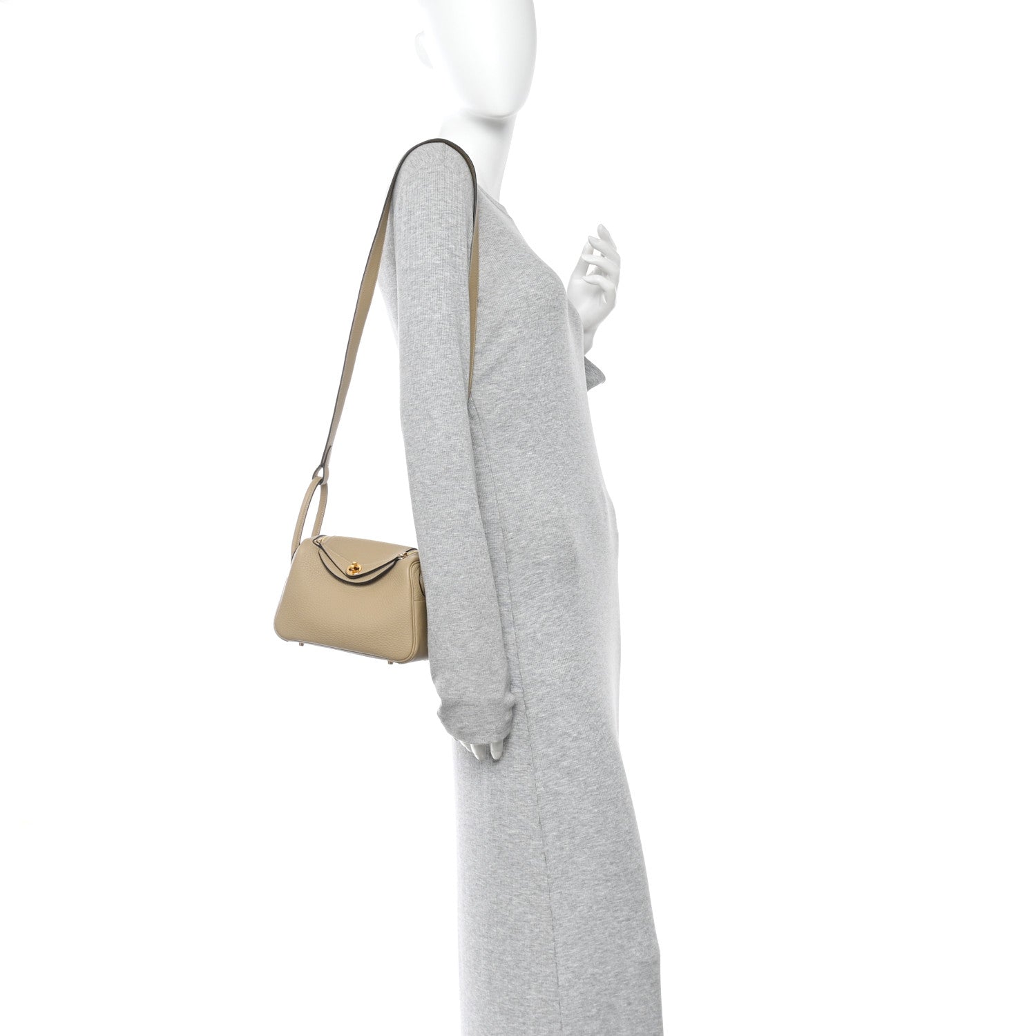 Hermes Taurillon Clemence Verso Mini Lindy 20 Trench Gris Asphalte 2 of 10