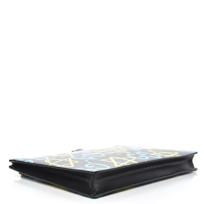 Gucci Calfskin GucciGhost Print GG Medium Documents Holder Black New Acquamarine 4 of 10