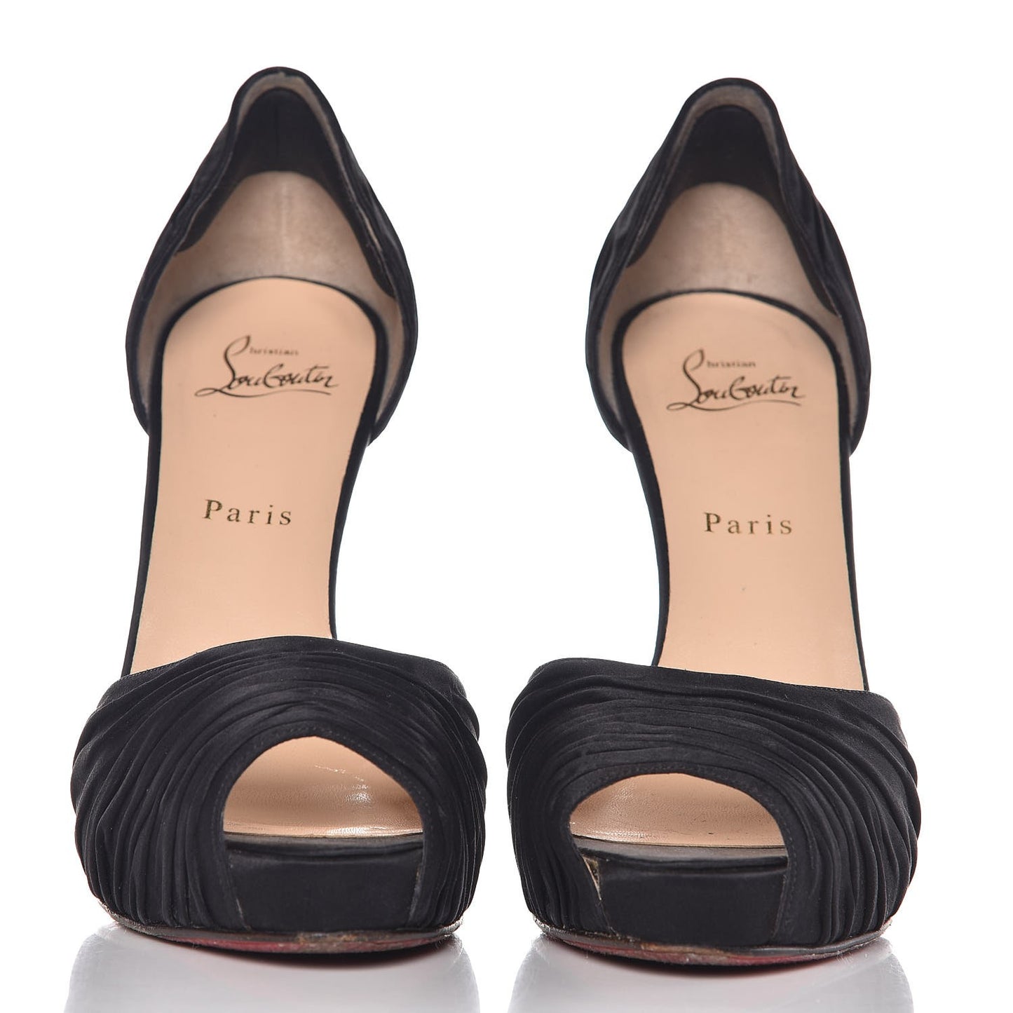 Crepe Satin Turbella 120 Platform Peep Toe Pumps 40 Black